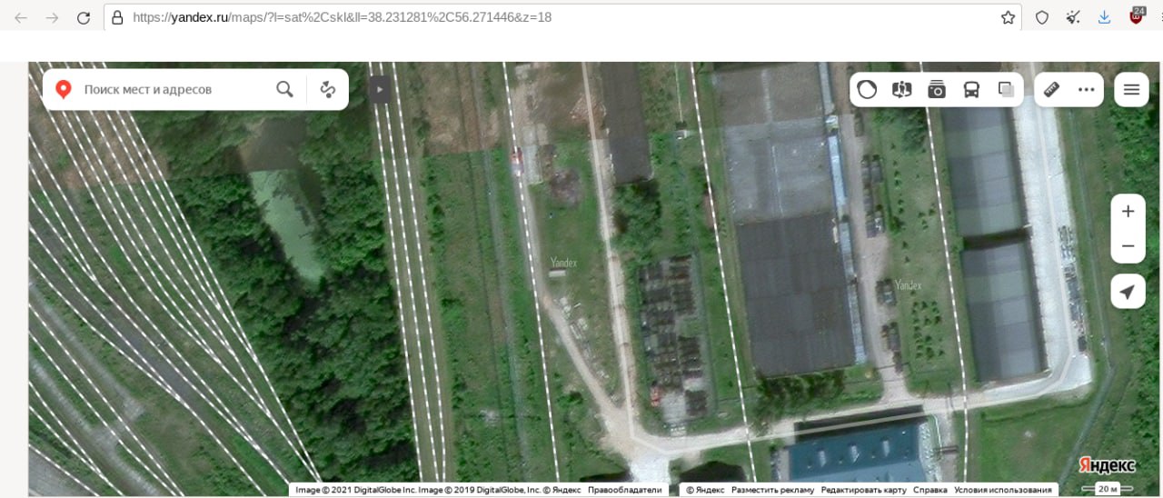 БОАК: атакуваната железопътна линия в Московска област; спътникова снимка